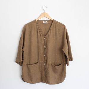 Beaton Linen Utility Shirt in Sage Size Small
